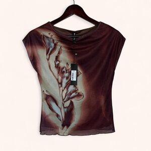 Motel Chocolate Brown Nova Tee Shirt Graphic Top